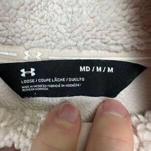 Under Armour Fleece Sweater Womens Medium Pale Pink Quarter Zip Pullover Ladies